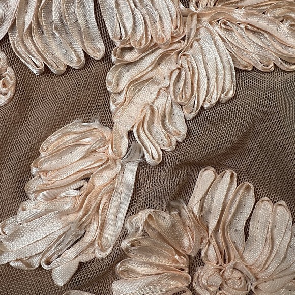 Akira Chicago Black Label Floral Applique Sheer Short Sleeve Bodysuit Sz Sm Nude - Picture 6 of 12